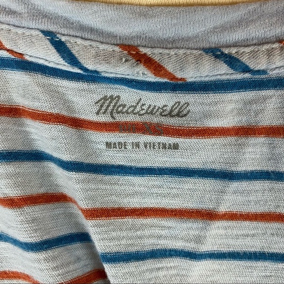 Madewell Light Blue Striped Pastel V-Neck Baby Tee - Picture 7 of 8